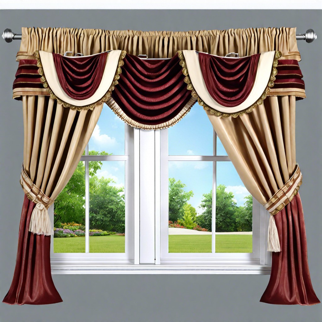 layered curtains with patterned valances