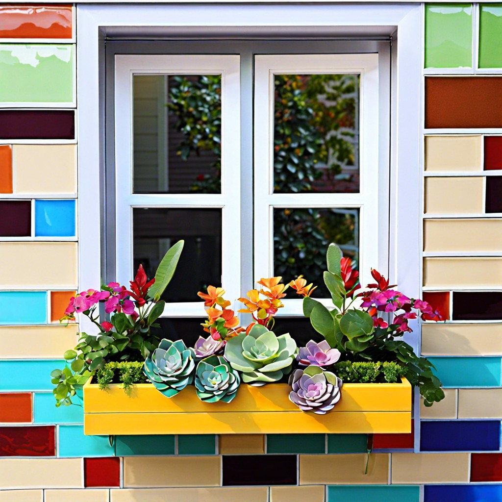 line with colorful mosaic tiles