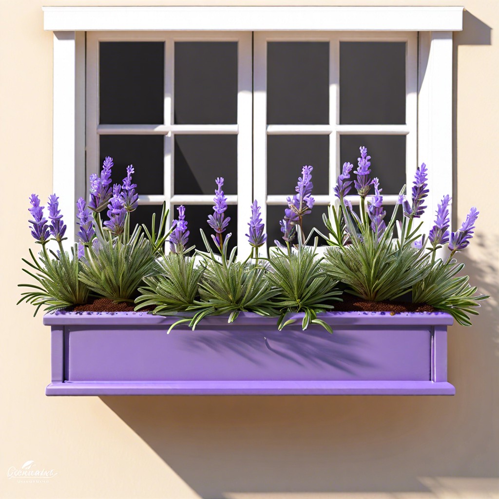 mix of aromatic plants like lavender and rosemary