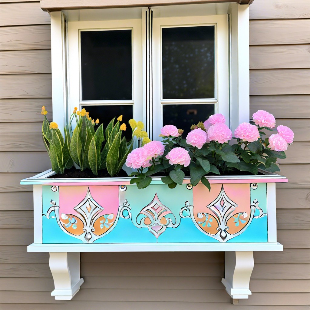 painted pastel shades with stenciled designs