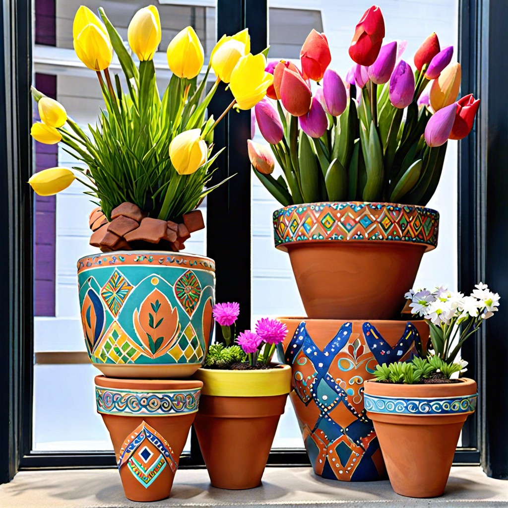 painted terracotta pots