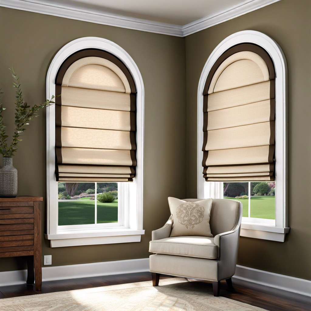 roman shades with arch inset