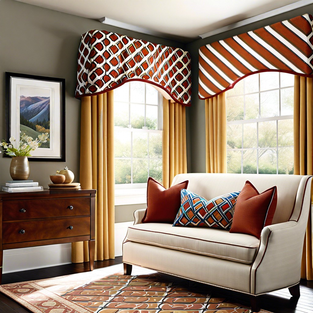 upholstered cornices with bold patterns