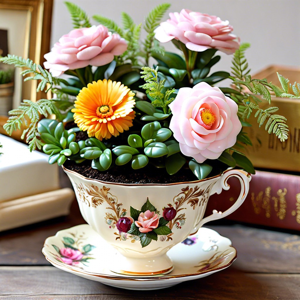 vintage teacup planters