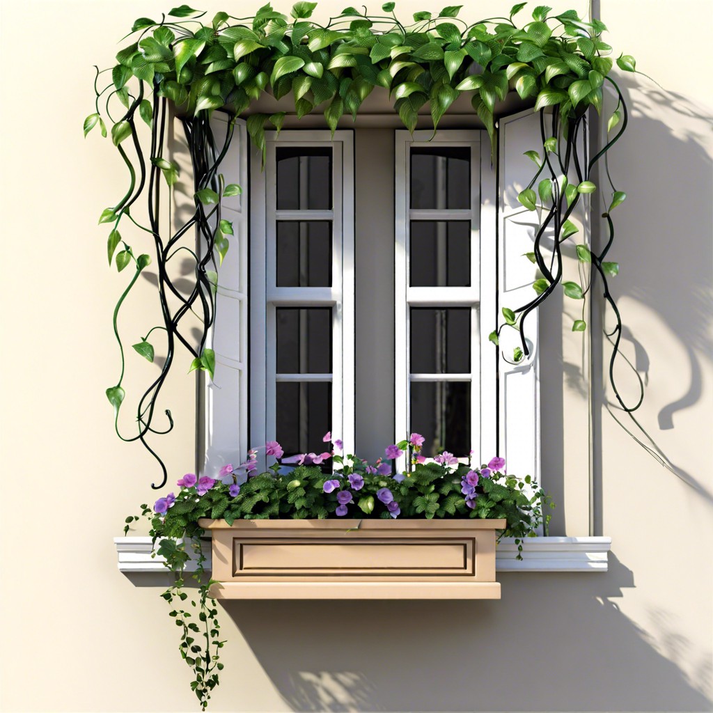 window box with climbing vines
