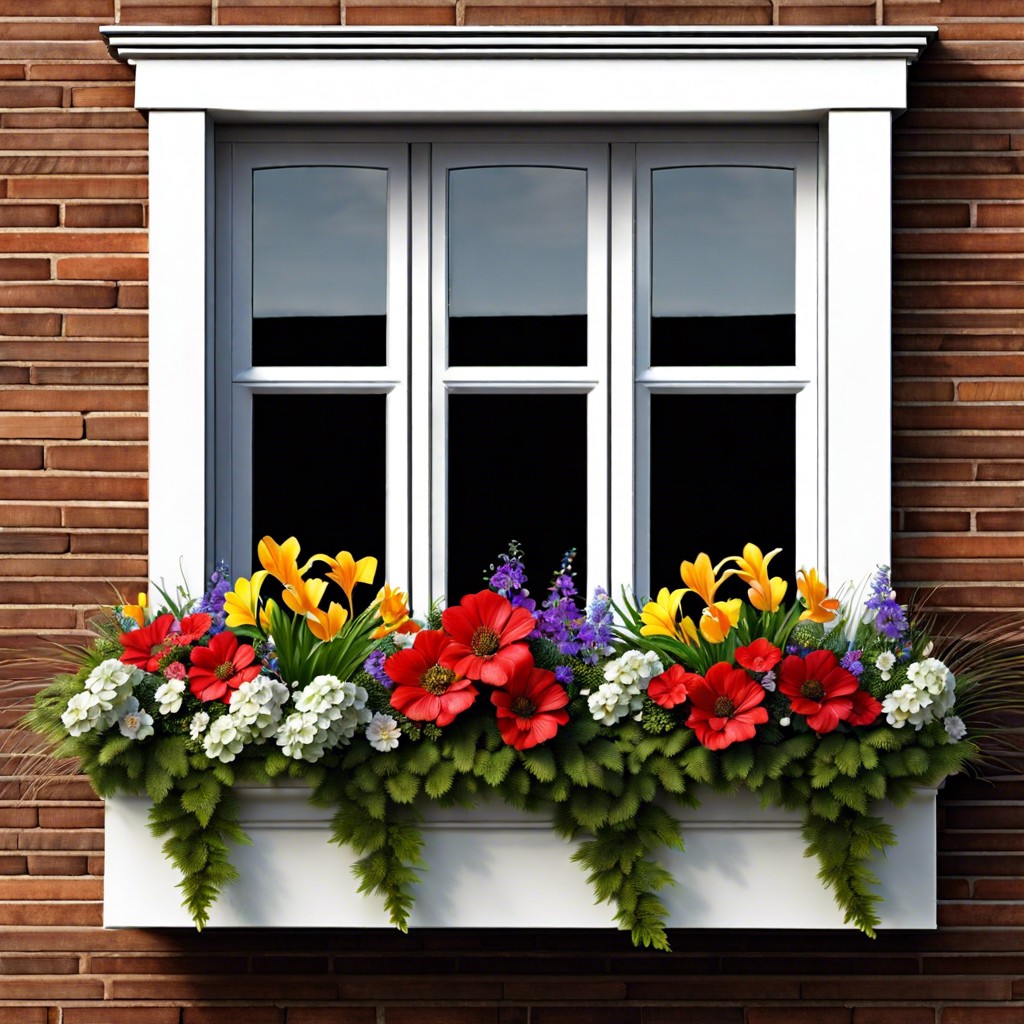 window boxes with seasonal flowers
