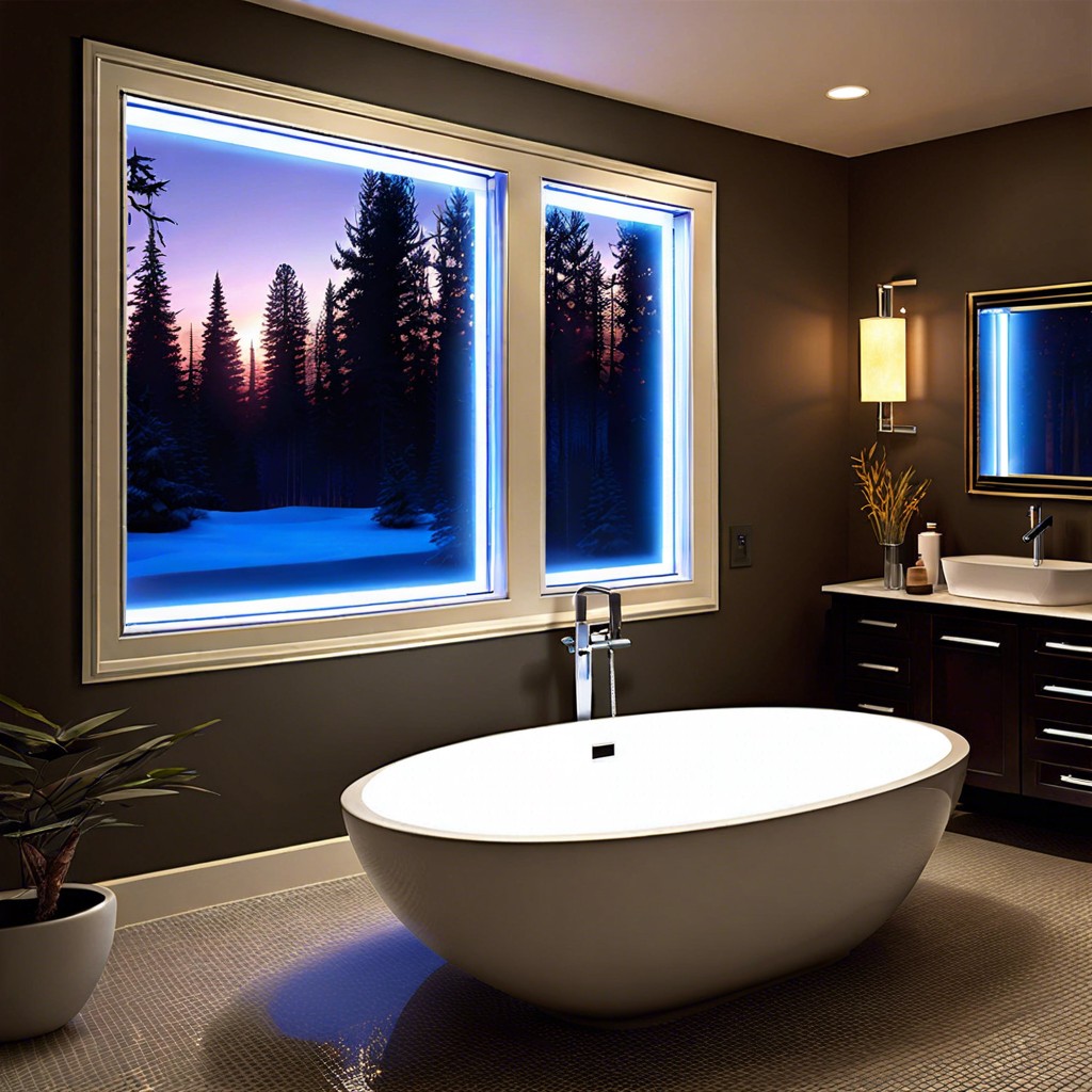 incorporate a faux window with led backlighting