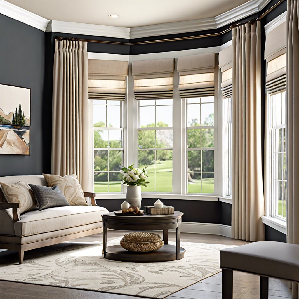 roman shades with side drapes