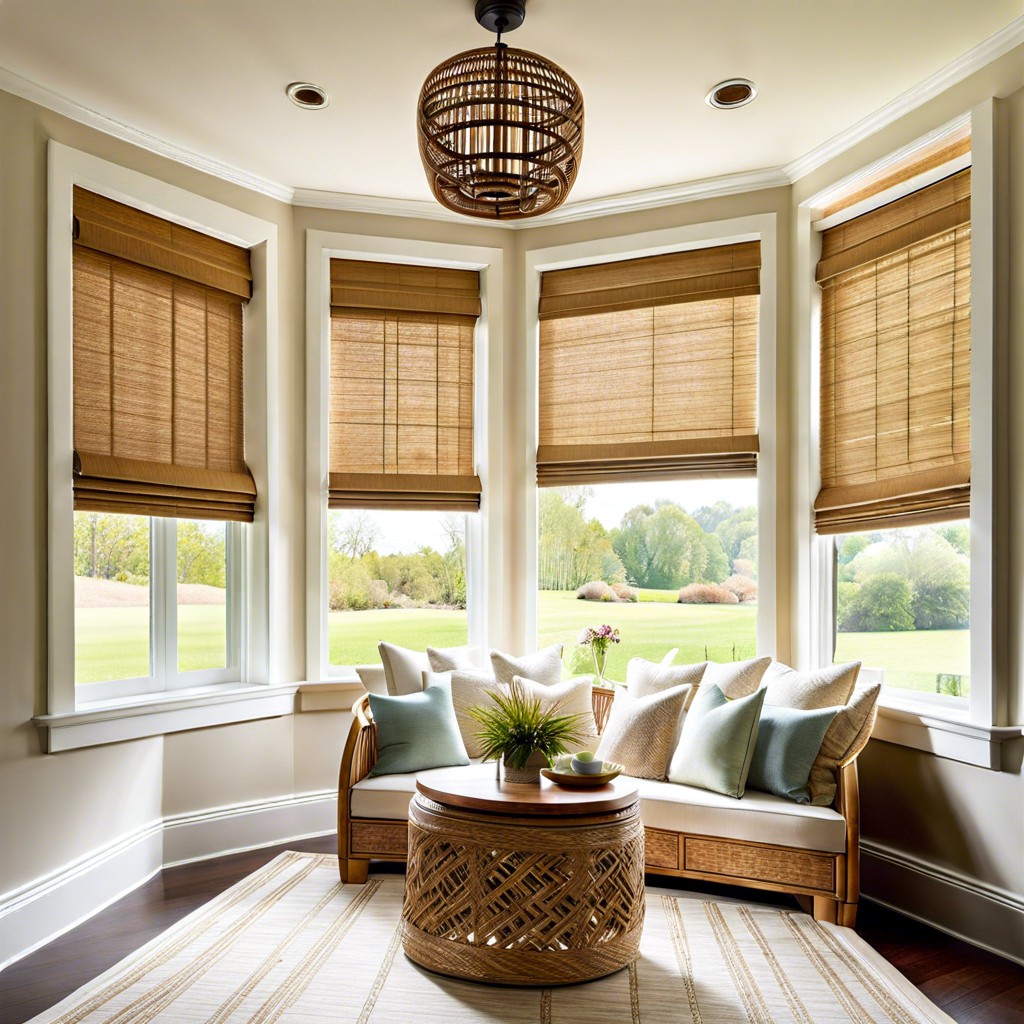 bamboo blinds with curtain overlays