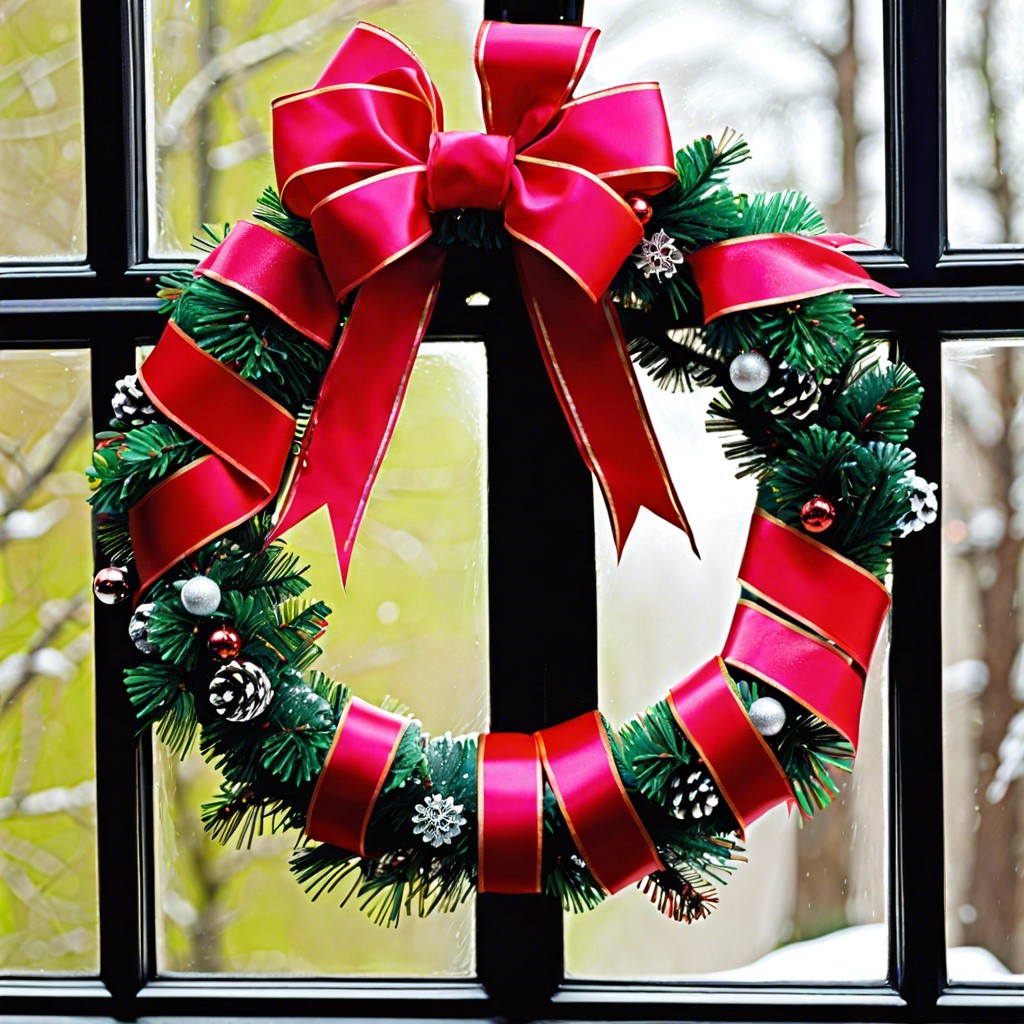 christmas wreath with ribbon