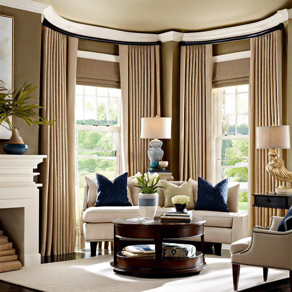 roman shades layered with drapes