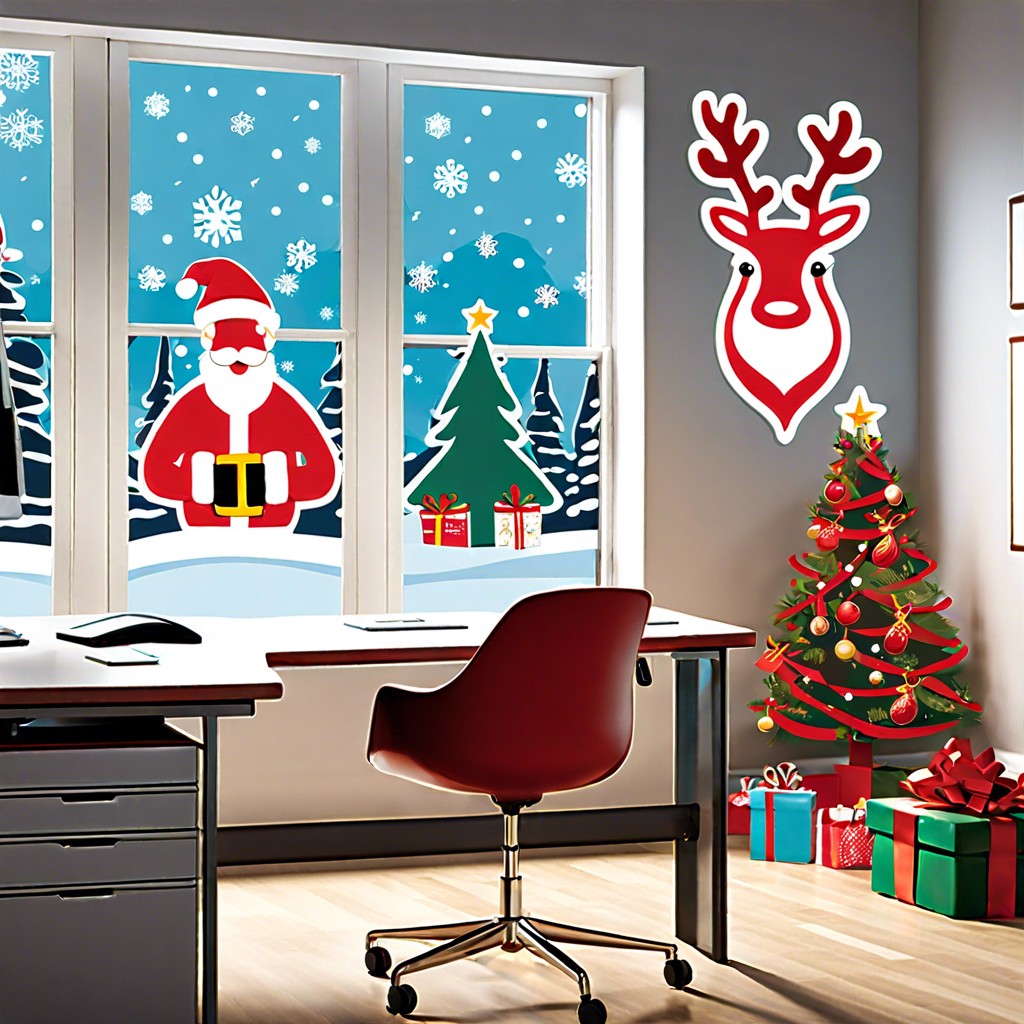 santa and reindeer decal set