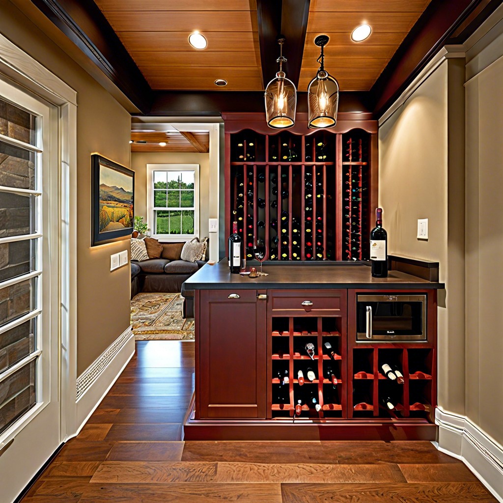 custom wine rack and tasting spot