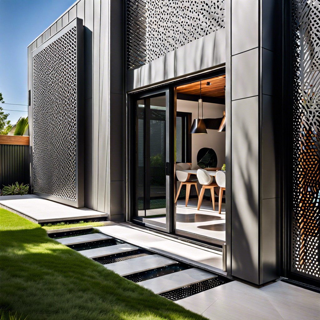 geometric perforated metal shutters