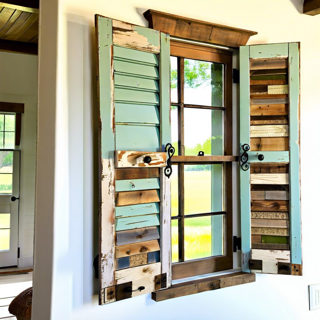 reclaimed wood patchwork shutters