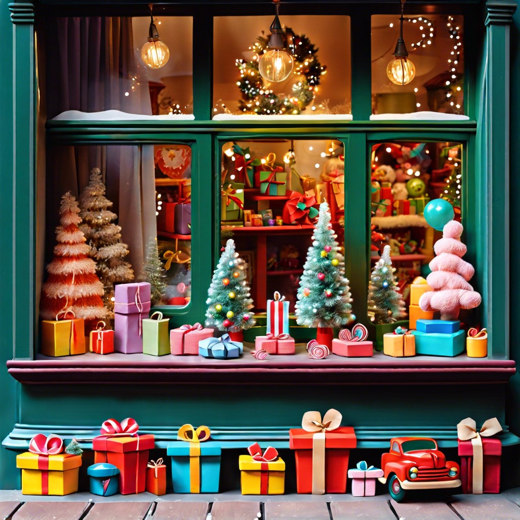 vintage toy shop with gifts in the window