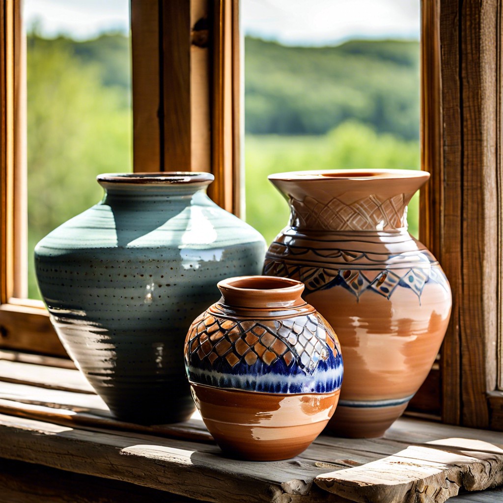 artisan pottery arrangement