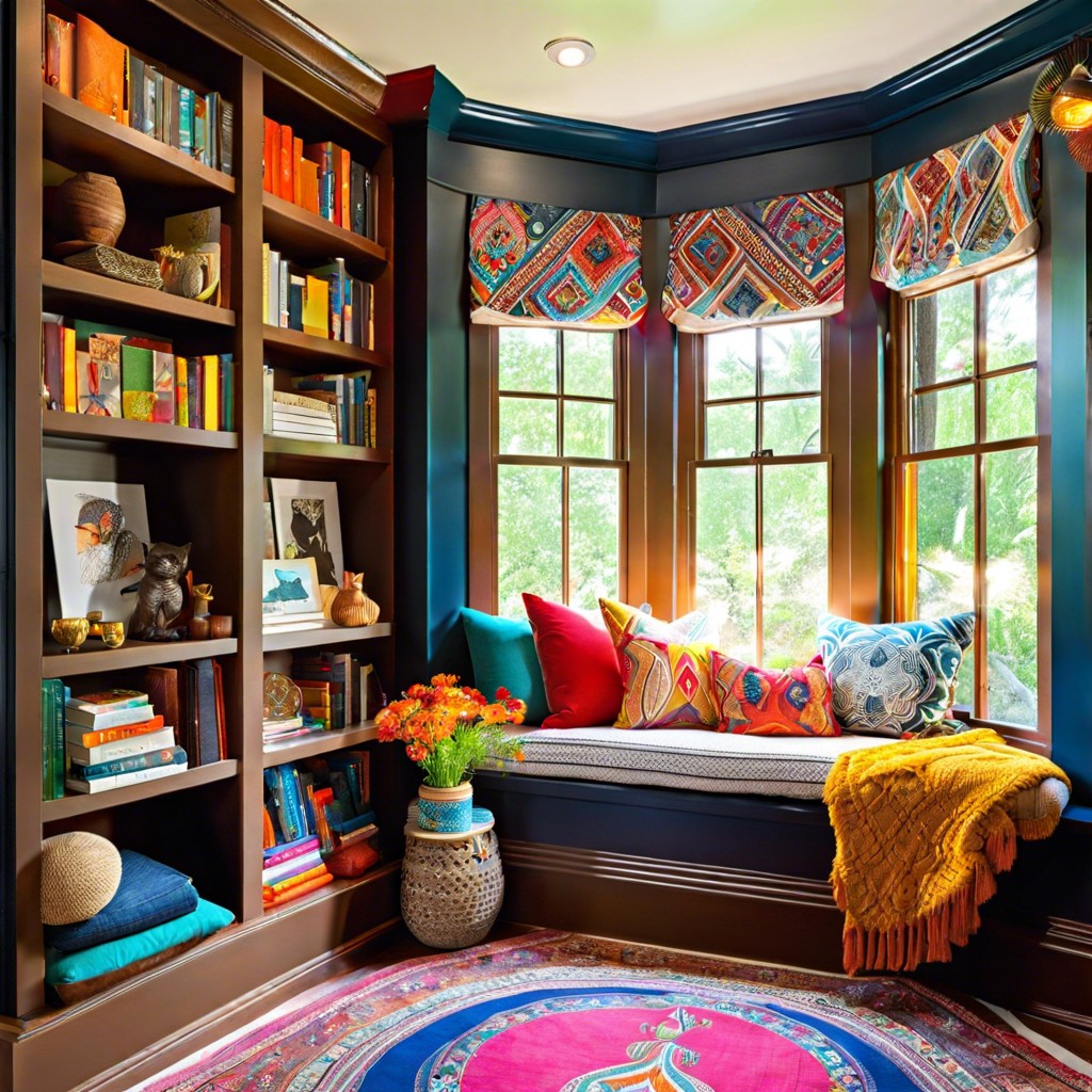 eclectic book nook