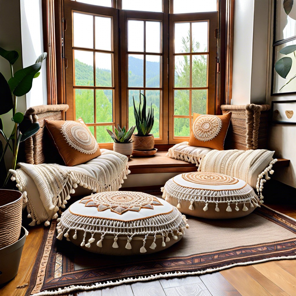 bohemian macrame floor pillows