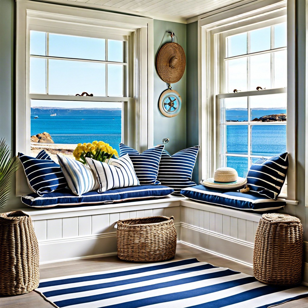 coastal themed nautical stripe cushions