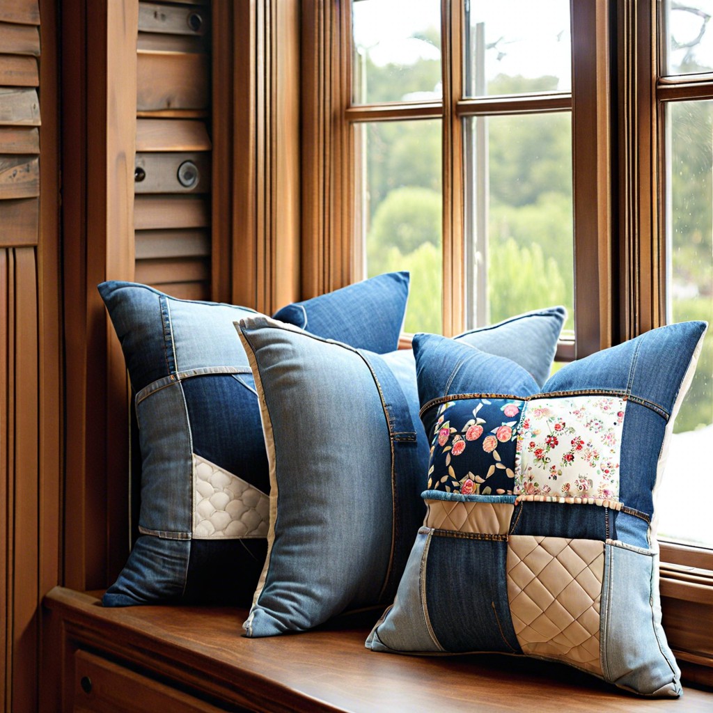 patchwork denim pillows