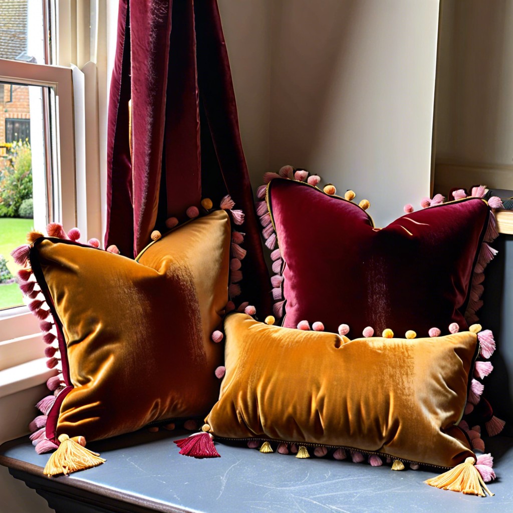 velvet cushions with tassel edges