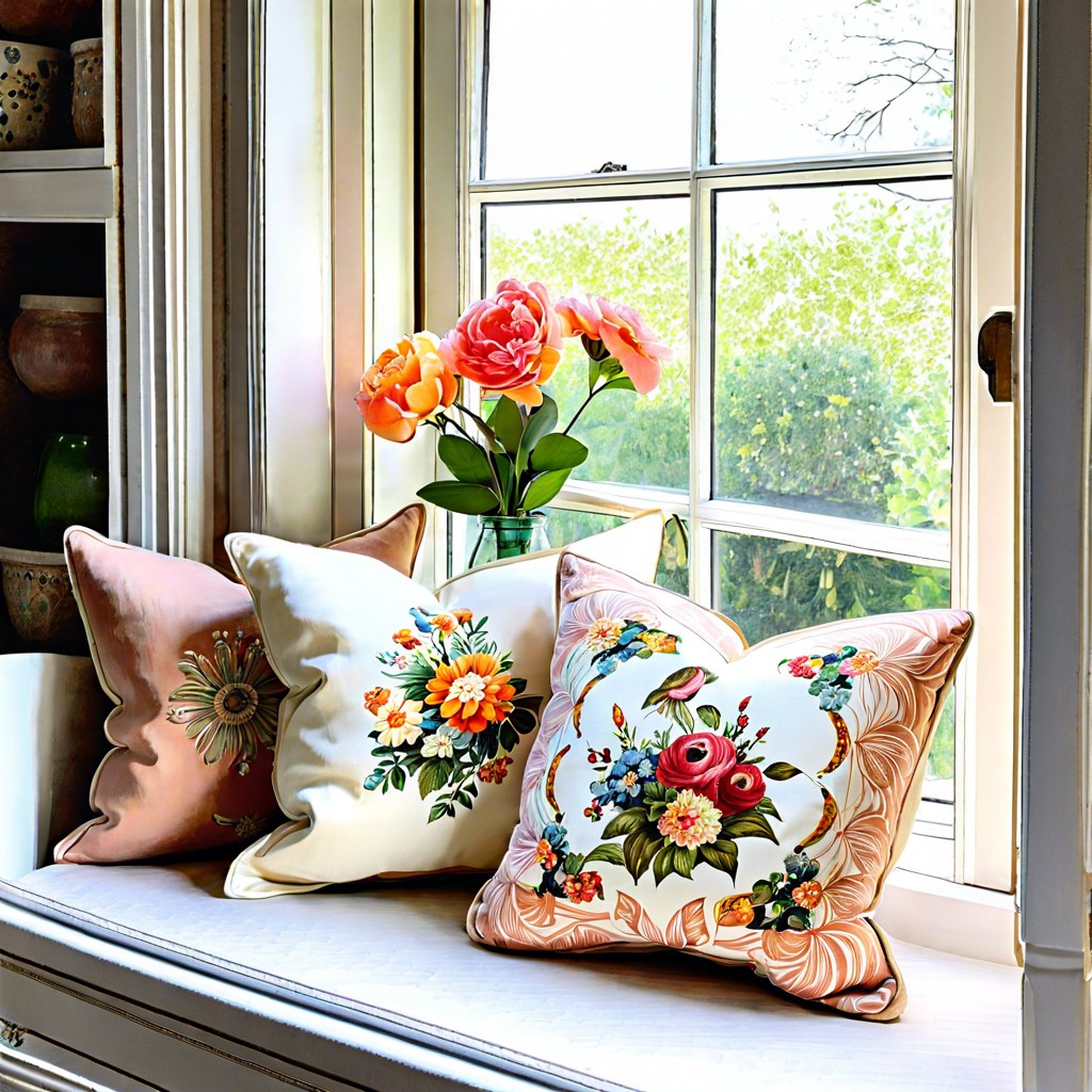 vintage inspired floral print pillows