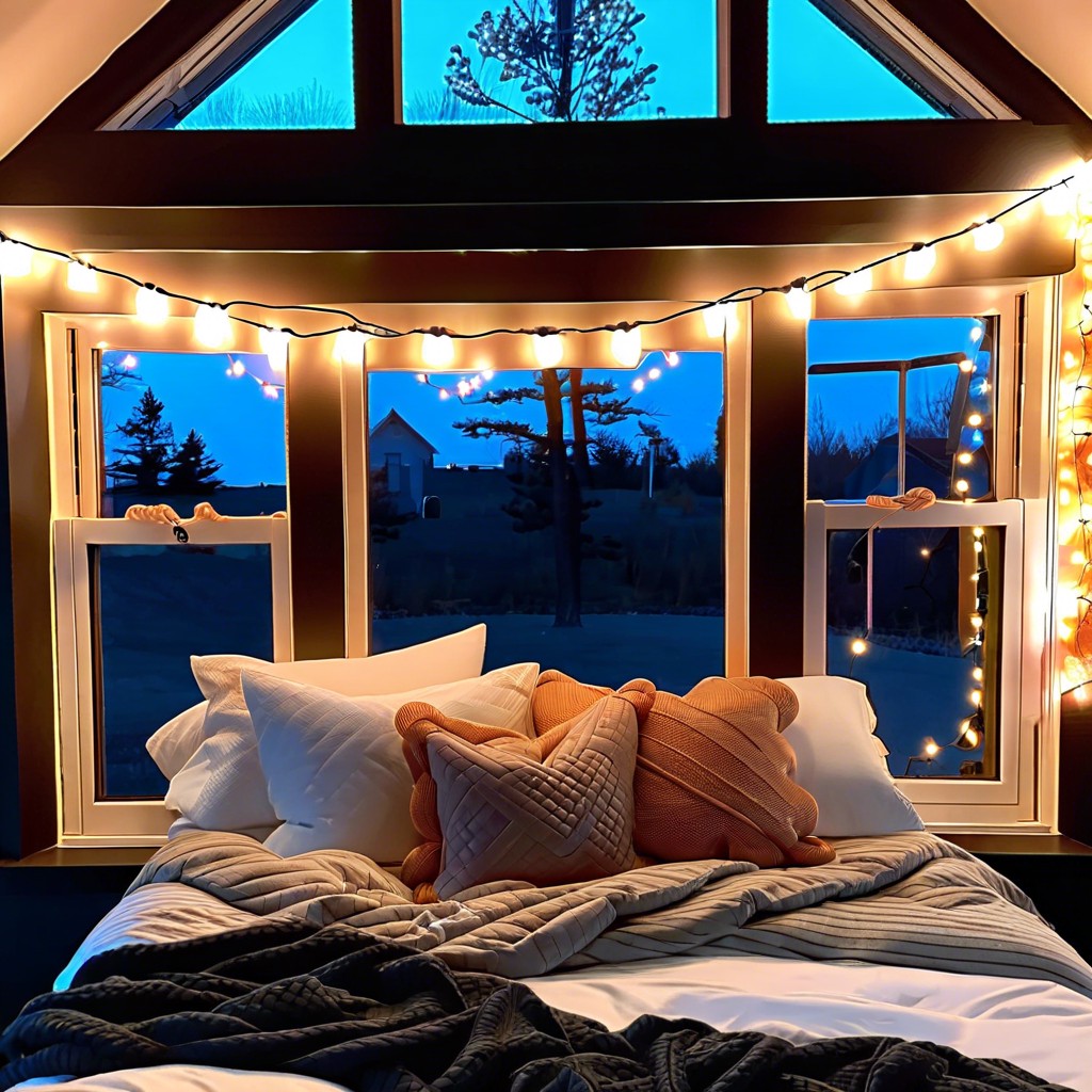 hang string lights around the window frame for ambiance