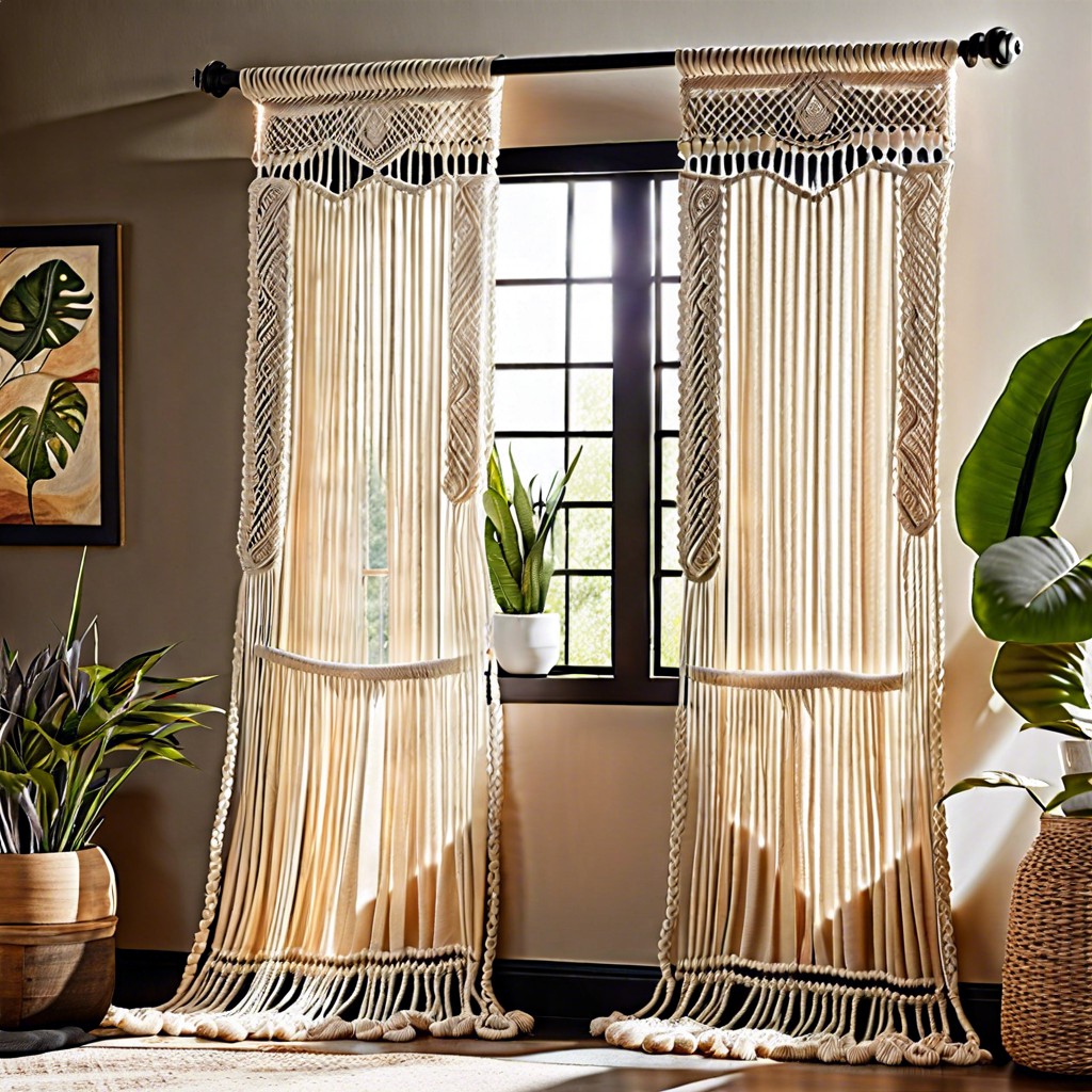 macrame curtains for bohemian flair