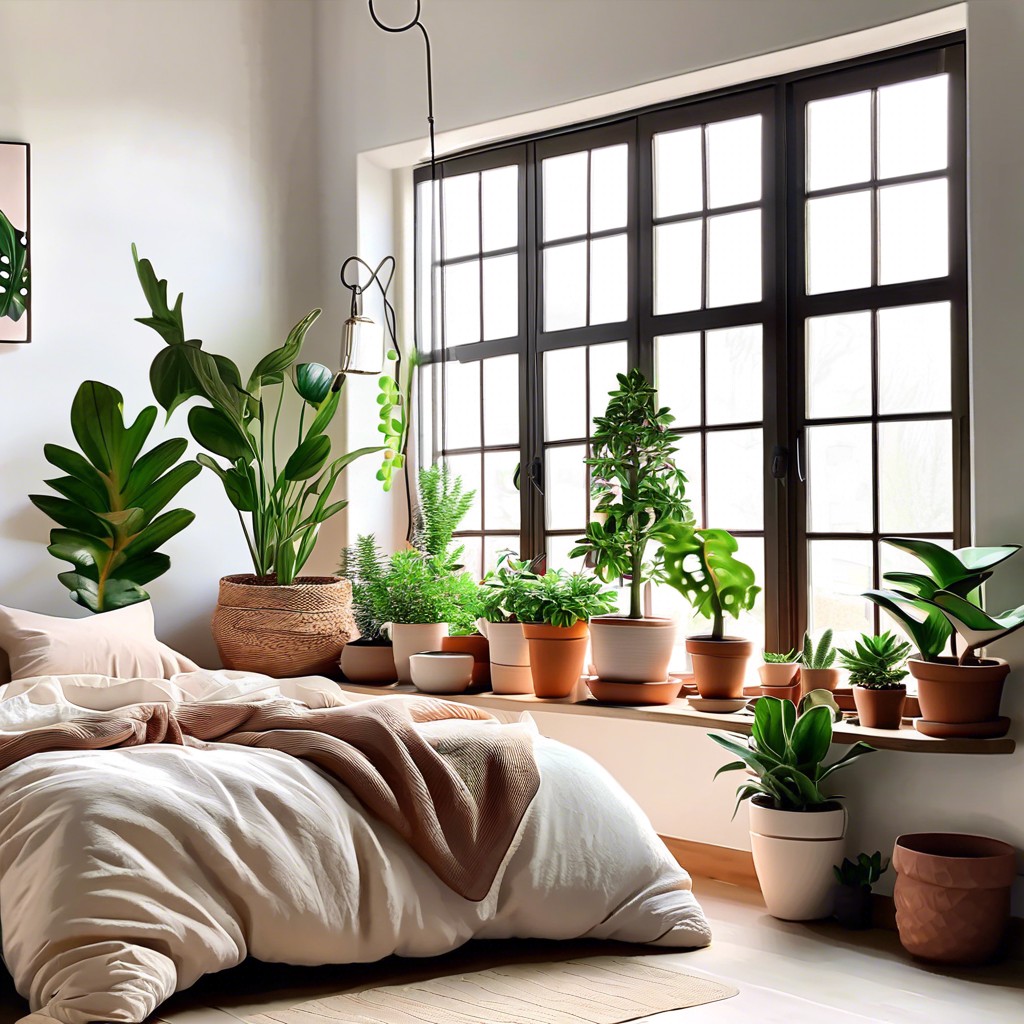 place potted plants on window sills for a natural vibe