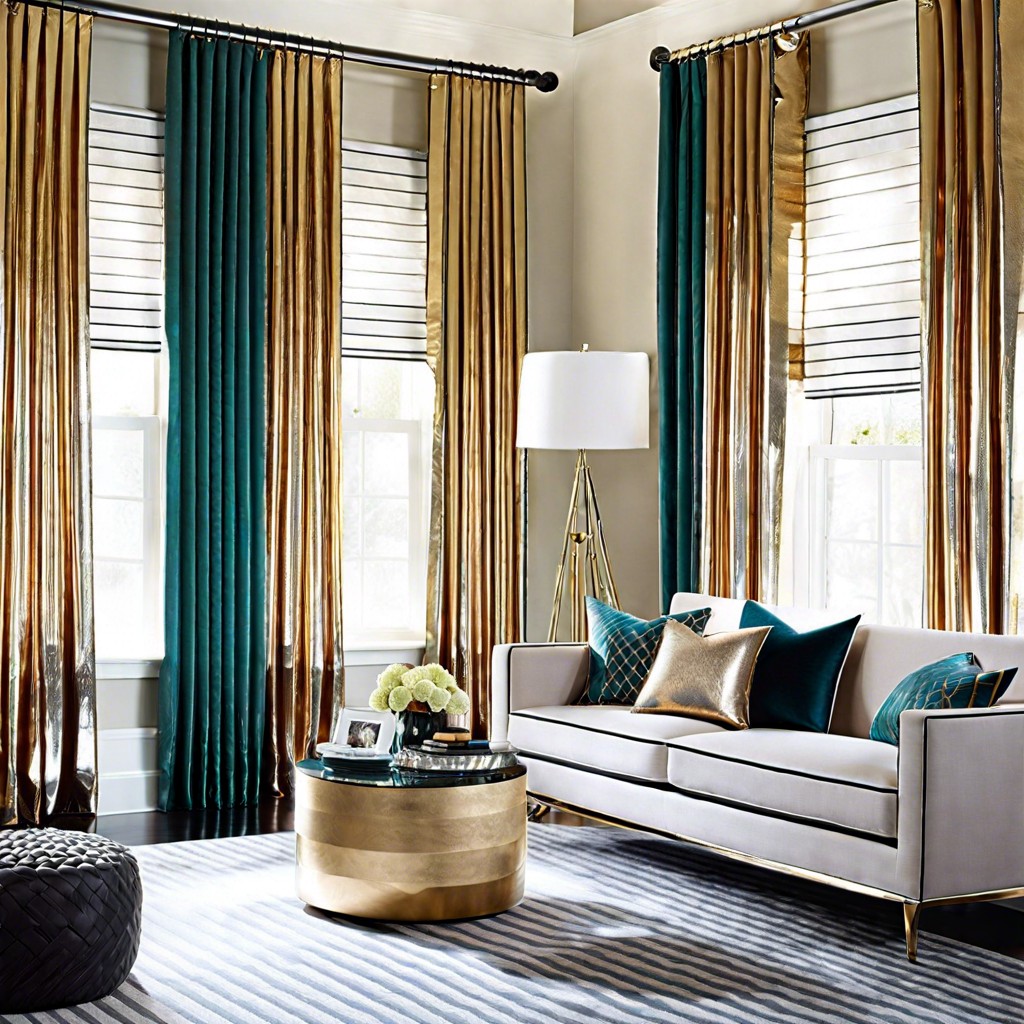 two tone curtains with metallic borders