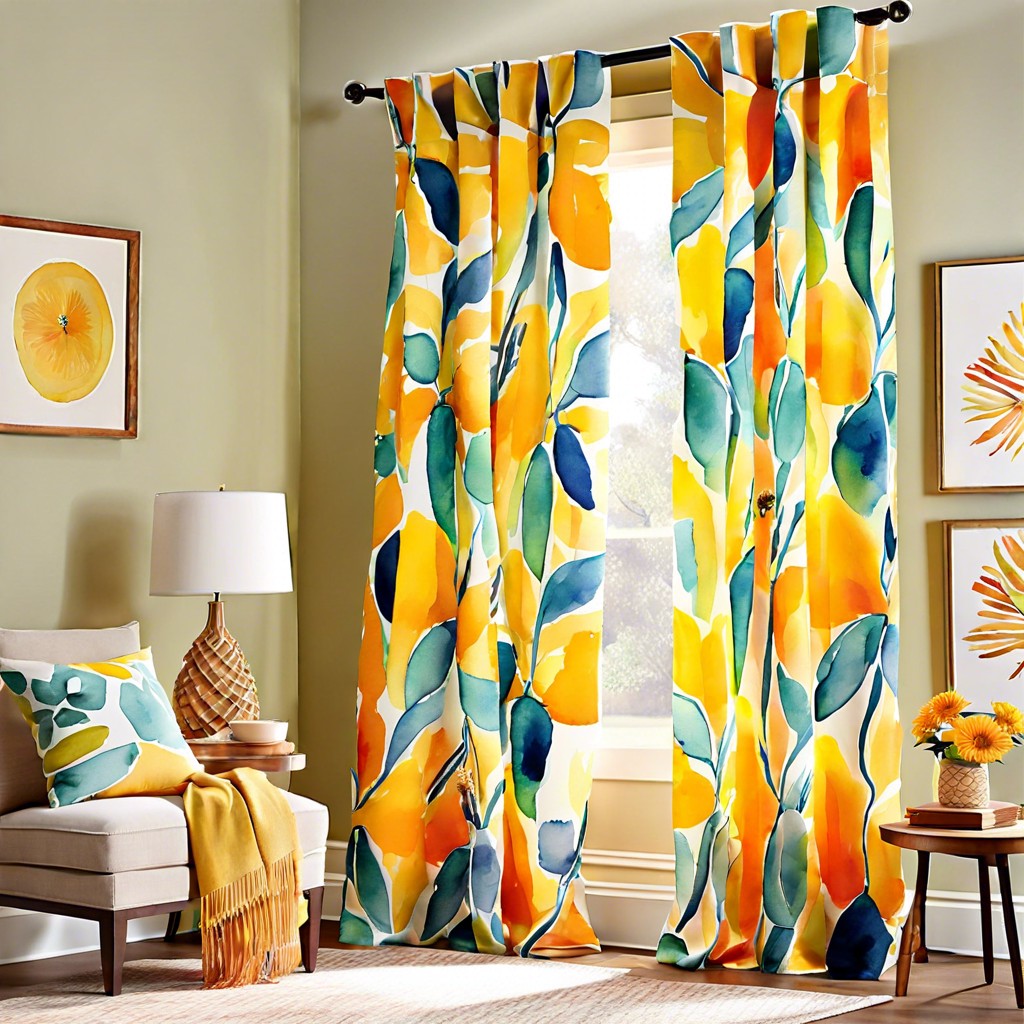 watercolor print curtains