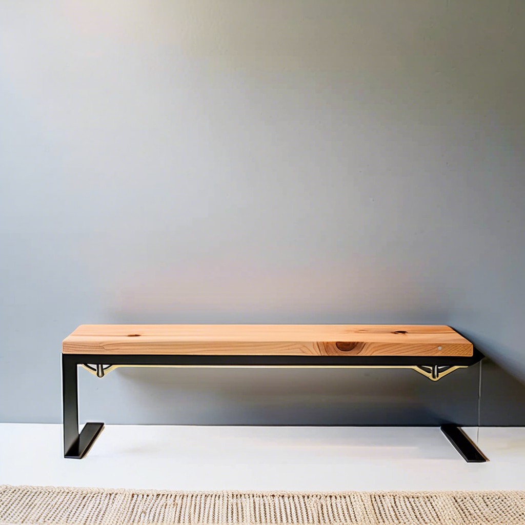 floating seat with minimalist metal brackets