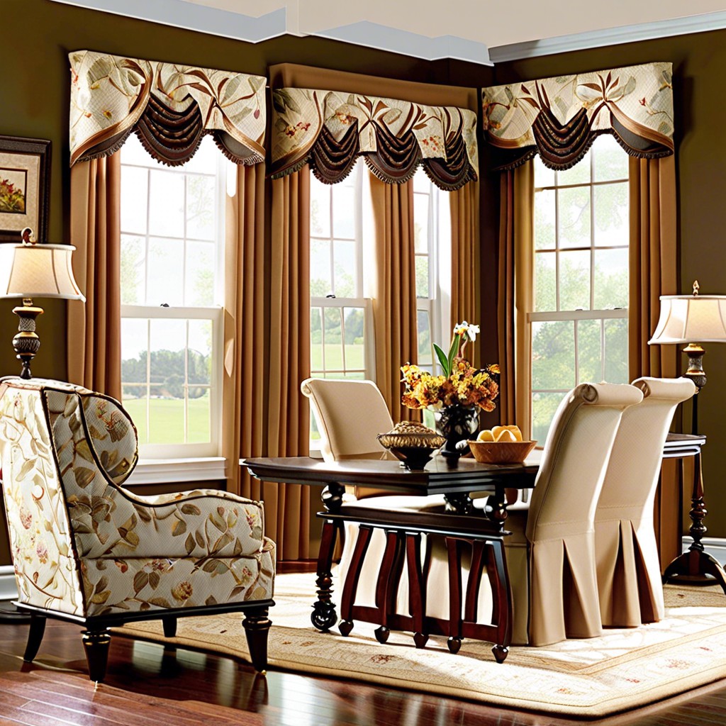 mixed length valances with coordinating panels