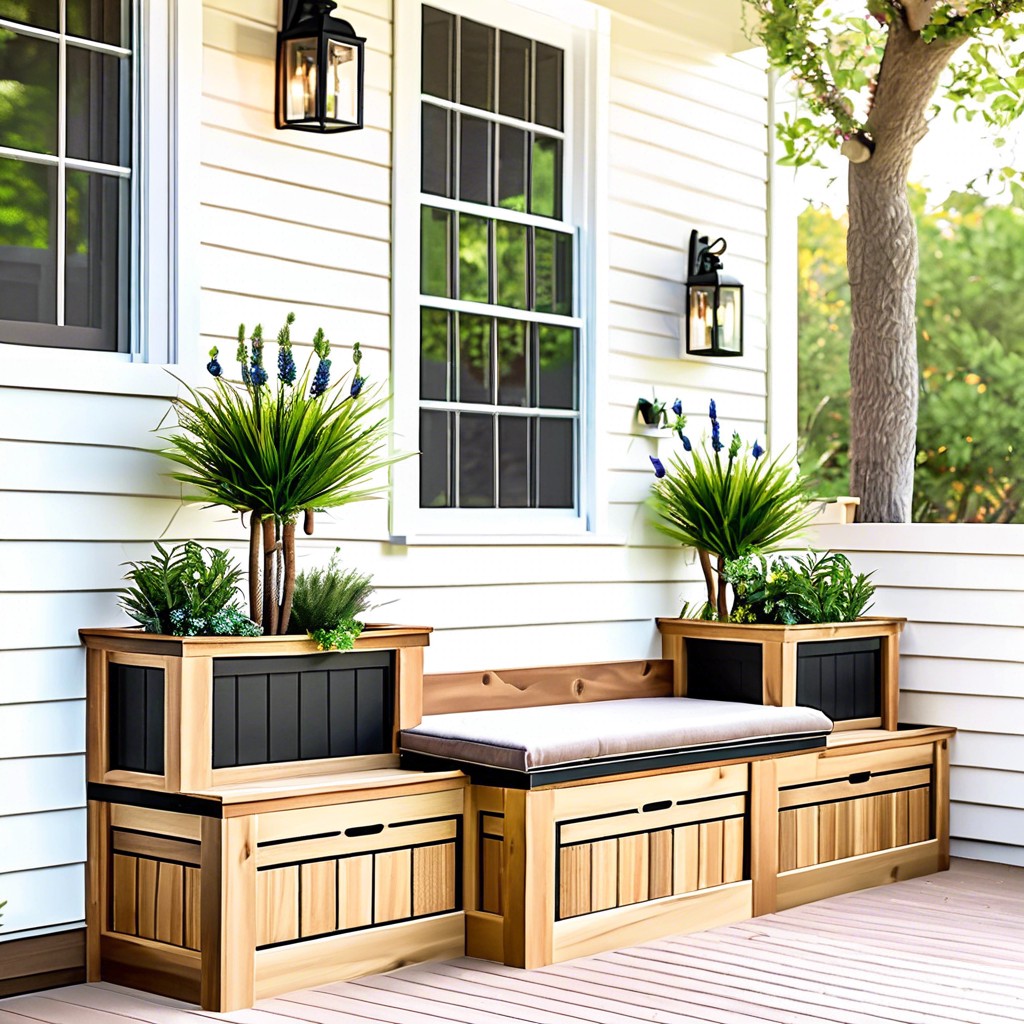 multi tiered seating with planter boxes