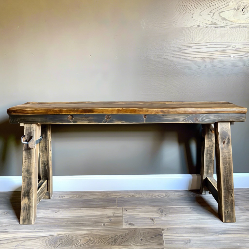 rustic farmhouse bench with distressed wood