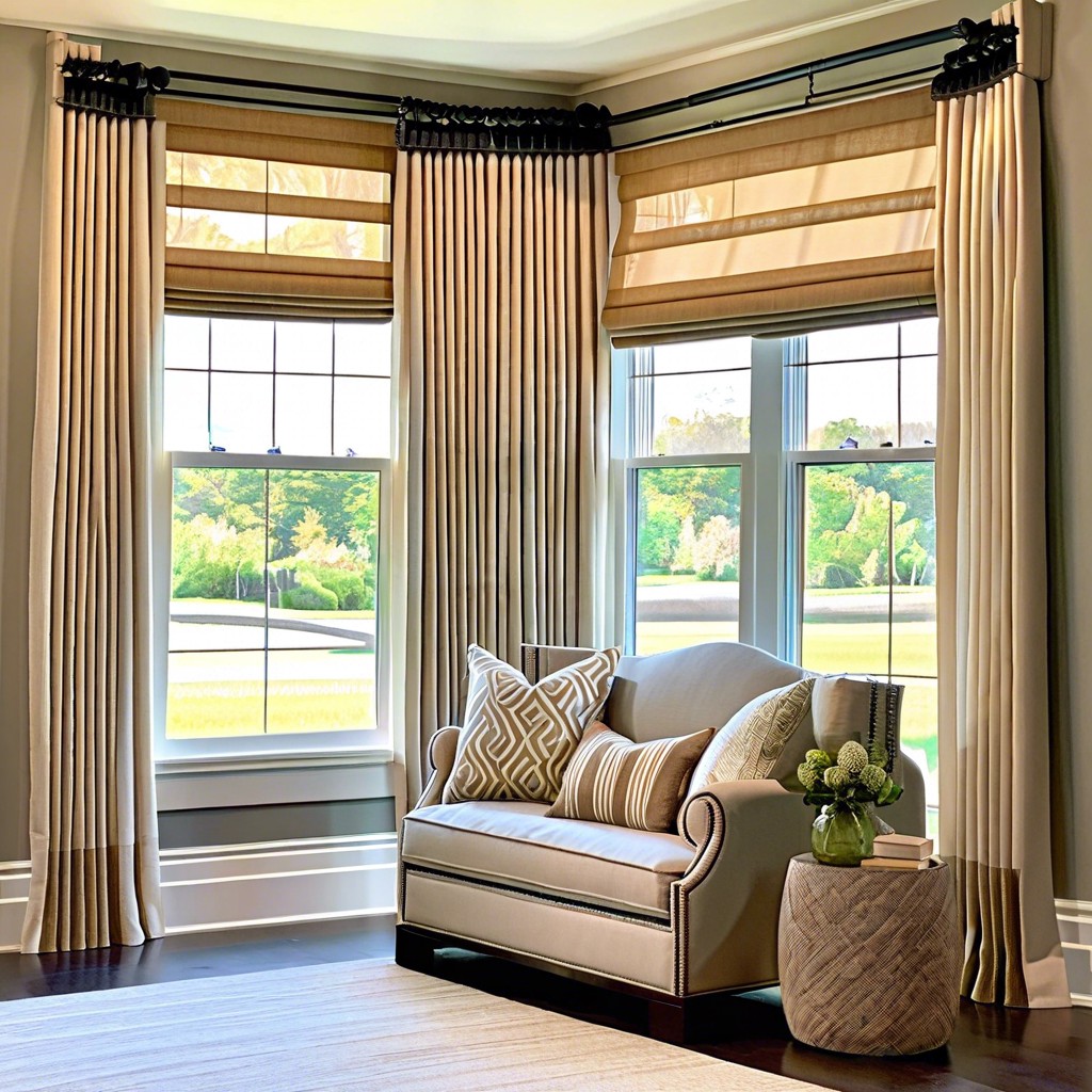 sheer roman shades with layered curtains