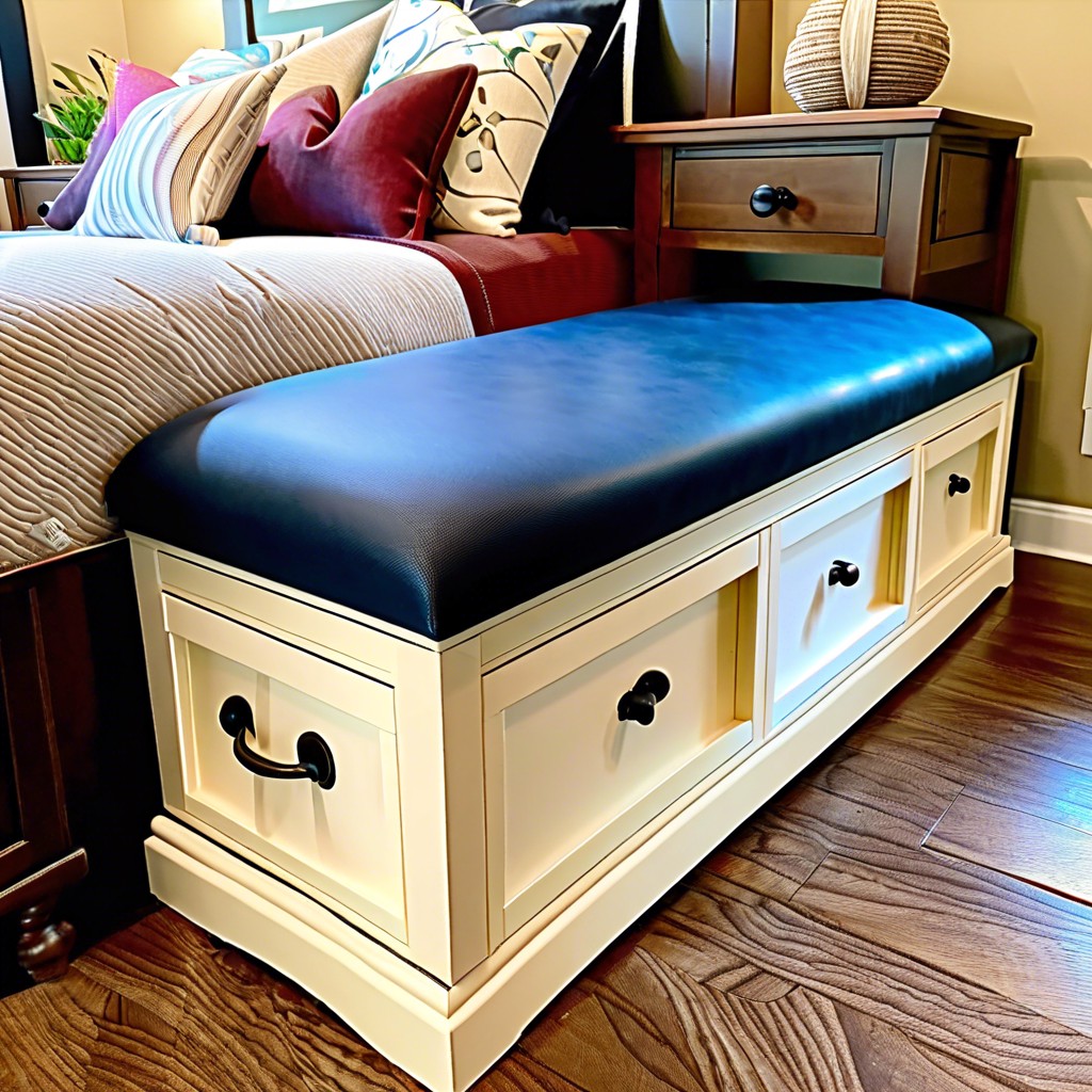 upholstered bench with hidden storage drawers