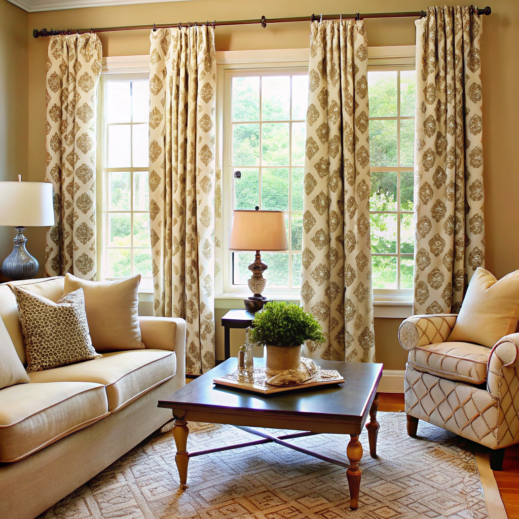 custom stenciled drop cloth drapes