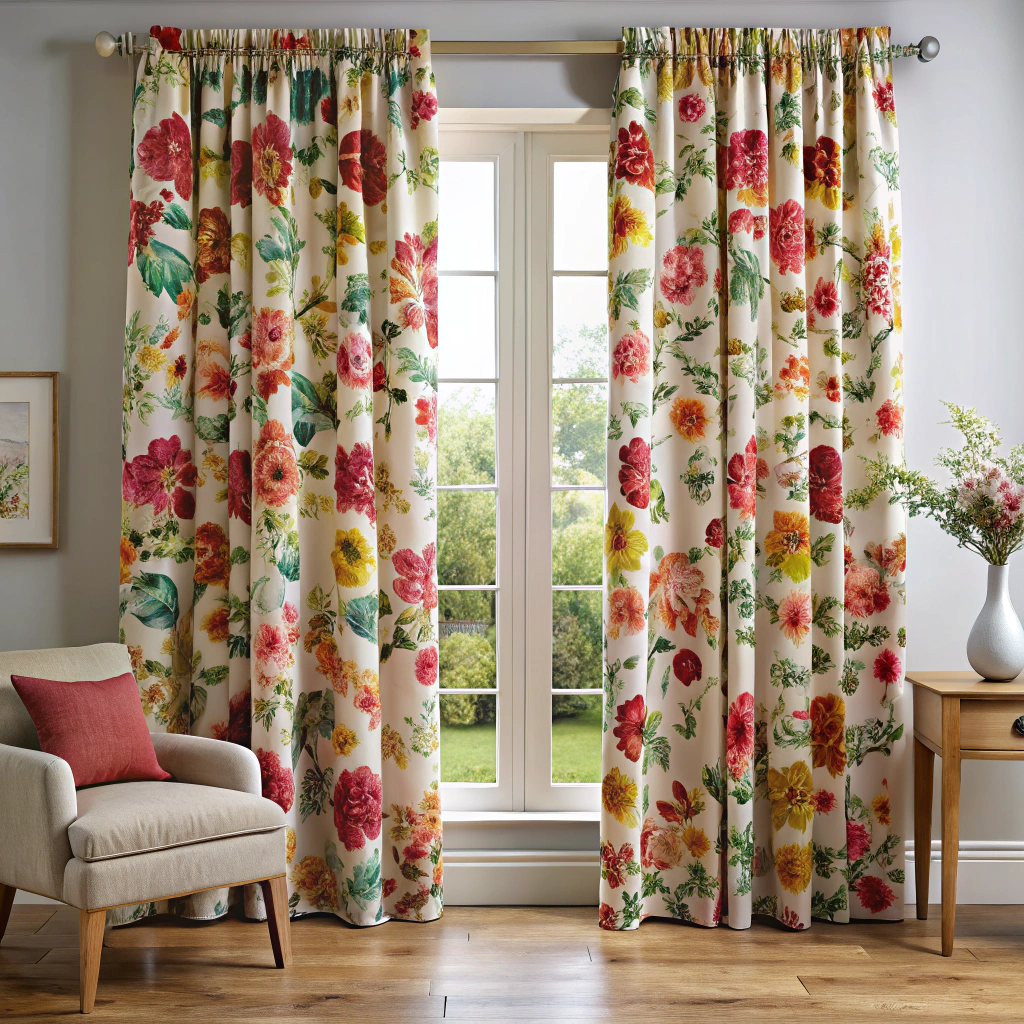 floral print heavyweight canvas curtains