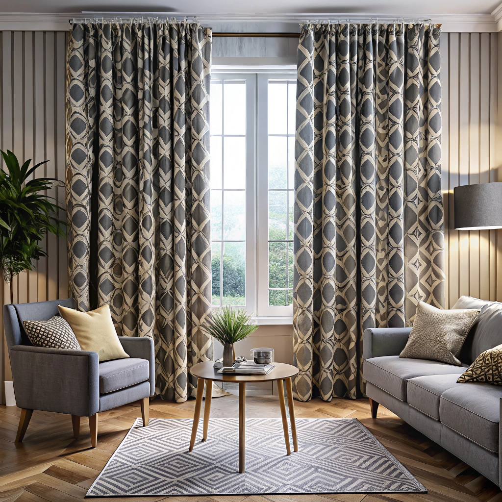 geometric patterned blackout curtains
