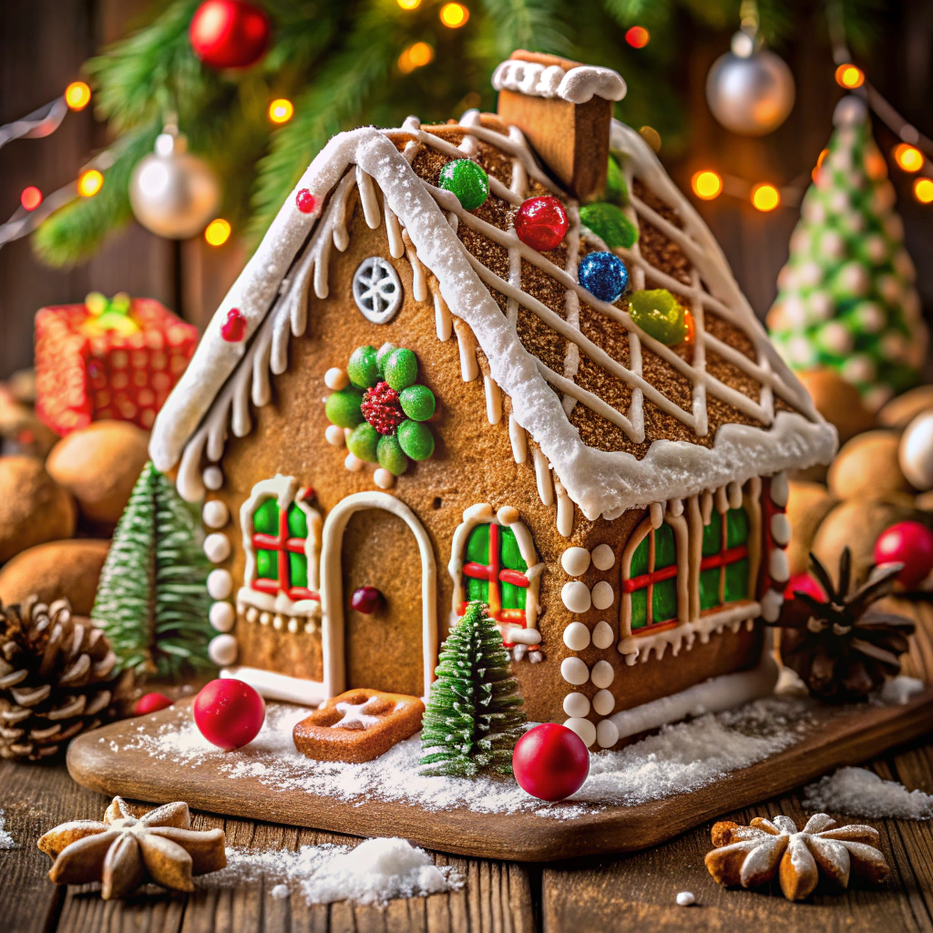 gingerbread house scene
