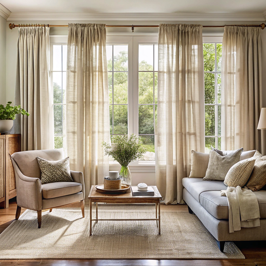 layered sheer and linen curtains