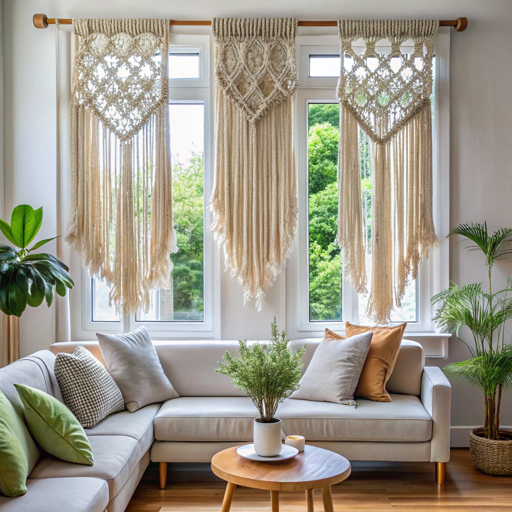 macrame window hangings