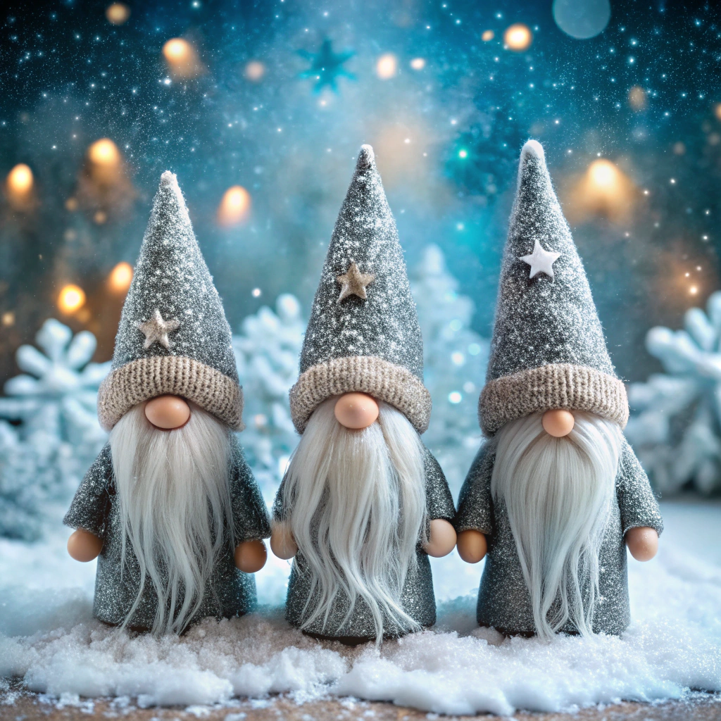 nordic gnomes with sparkly hats