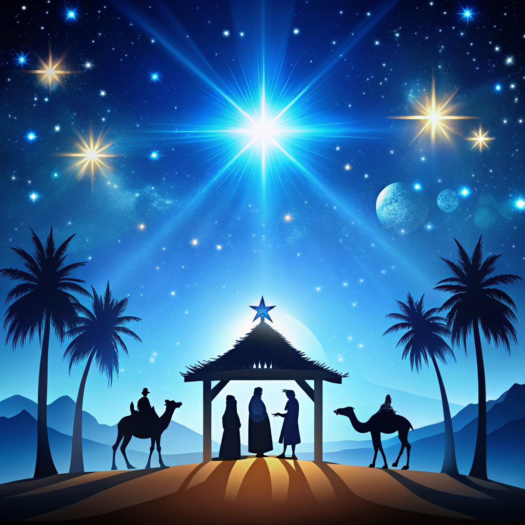 starry night with nativity