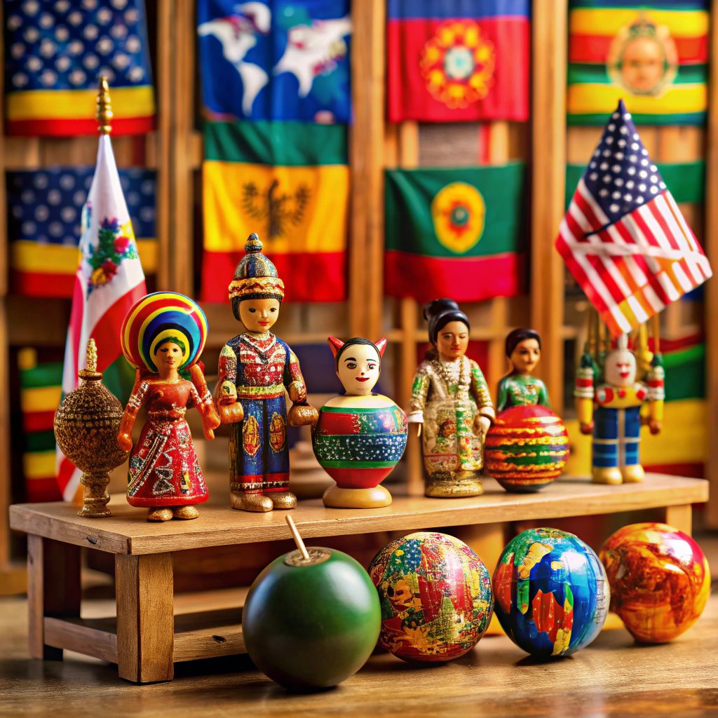around the world create mini cultural displays for worldly items