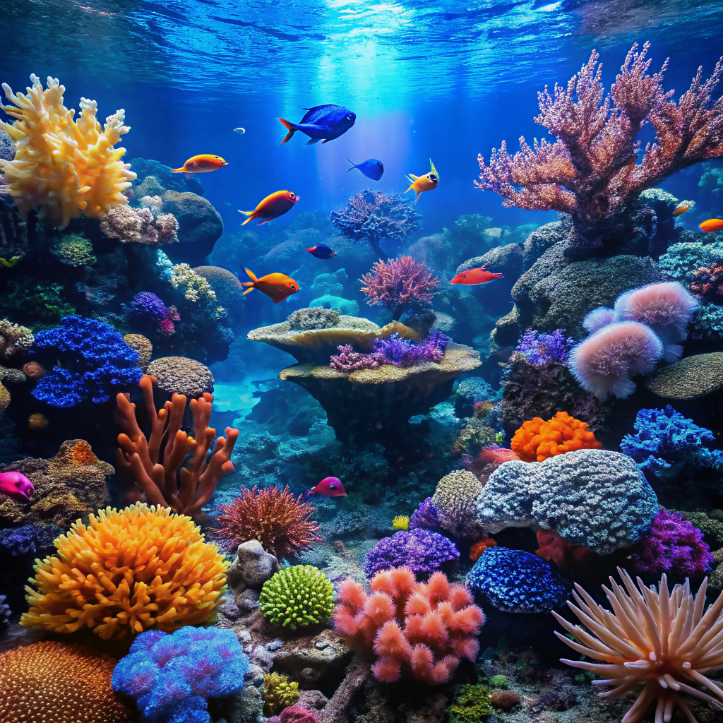 under the sea oceanic blue coral props and sea creature plushies